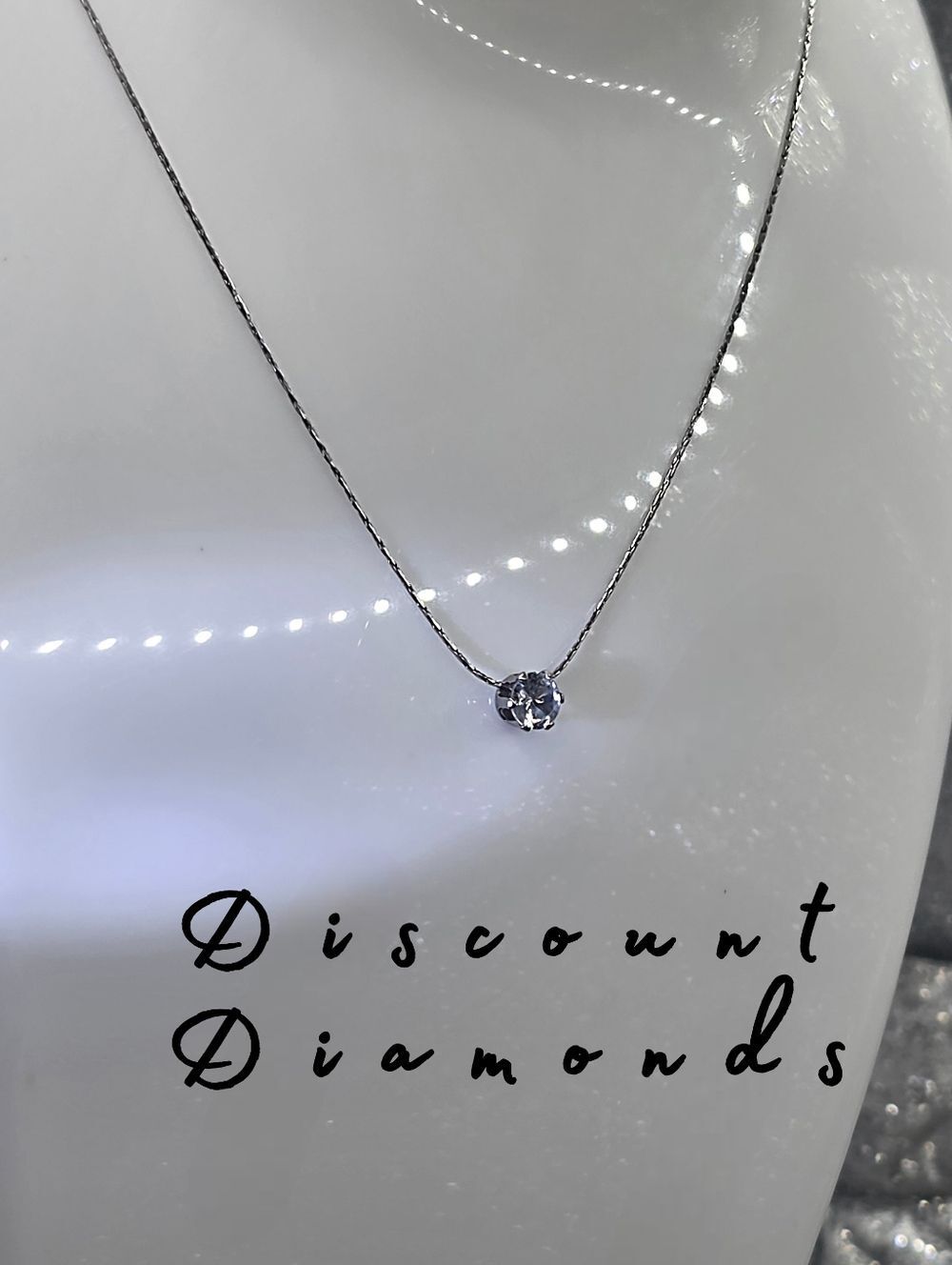 C Choker / Necklace 18K White Gold on Titanium - White Crystal